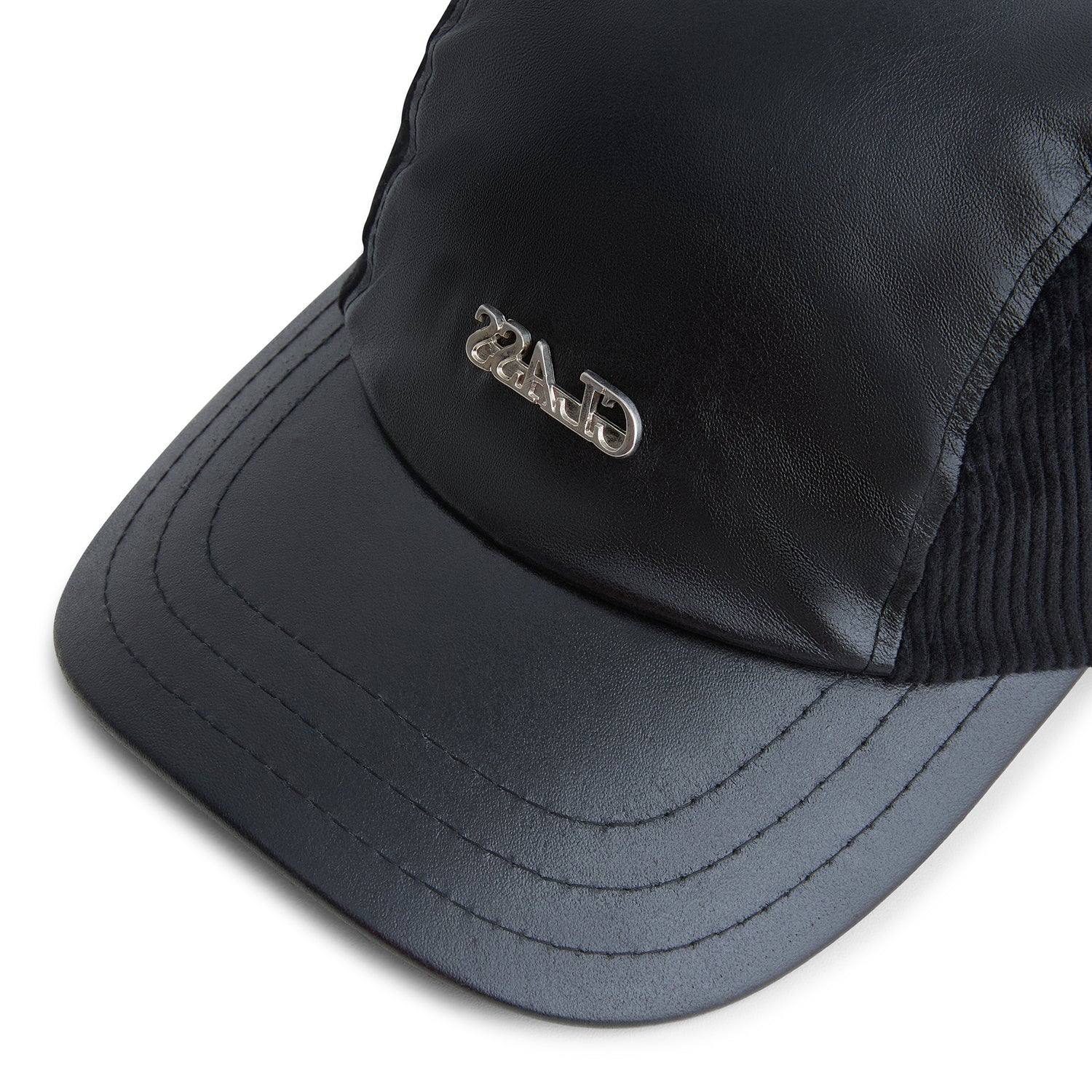 3 PANEL LEATHER HAT "CLASS INVERSO" BLACK