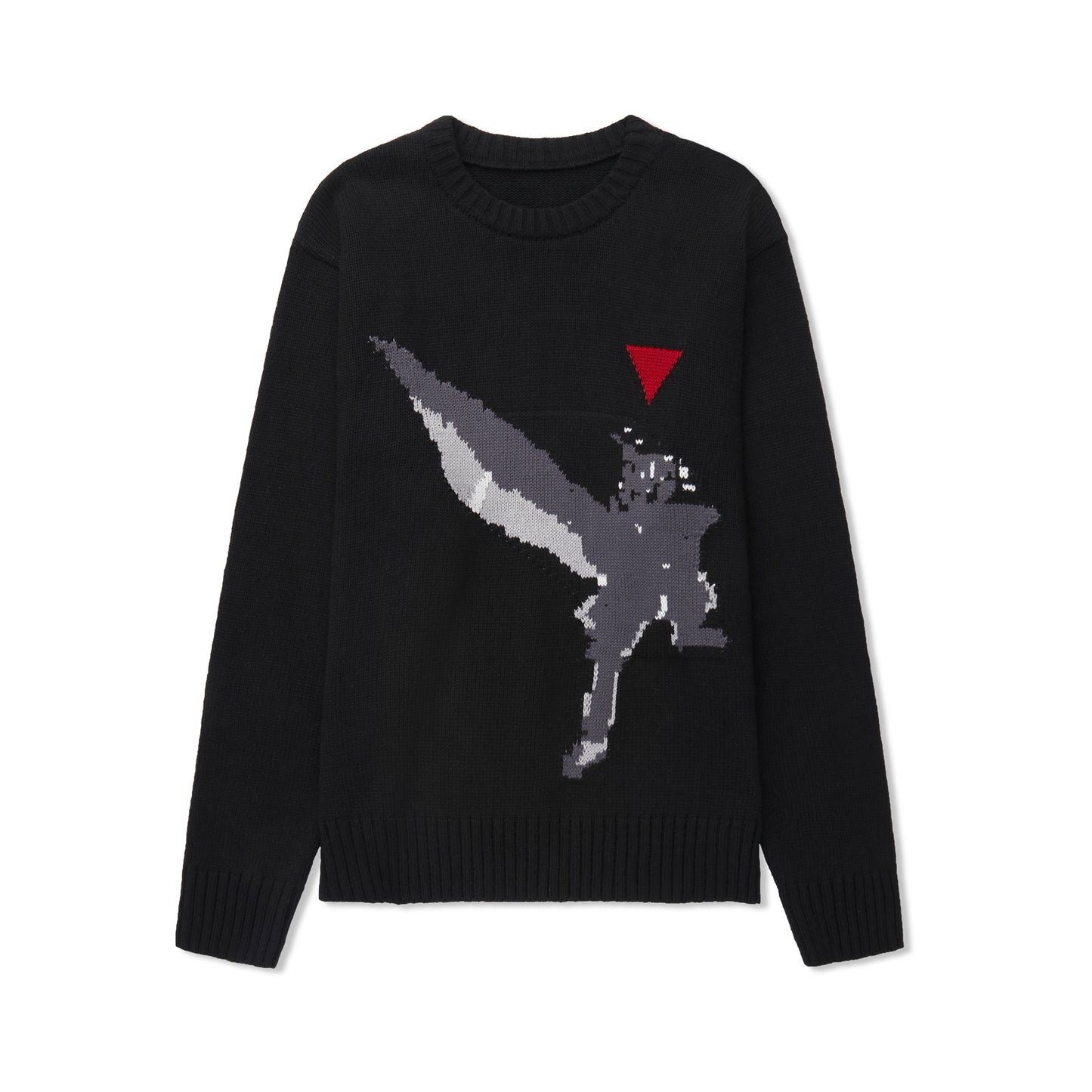 Suéter de jacquard preto com gola canelada e estampa de personagem tipo gamer
