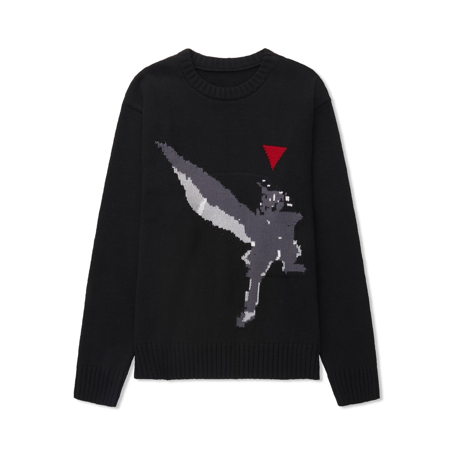 Suéter de jacquard preto com gola canelada e estampa de personagem tipo gamer