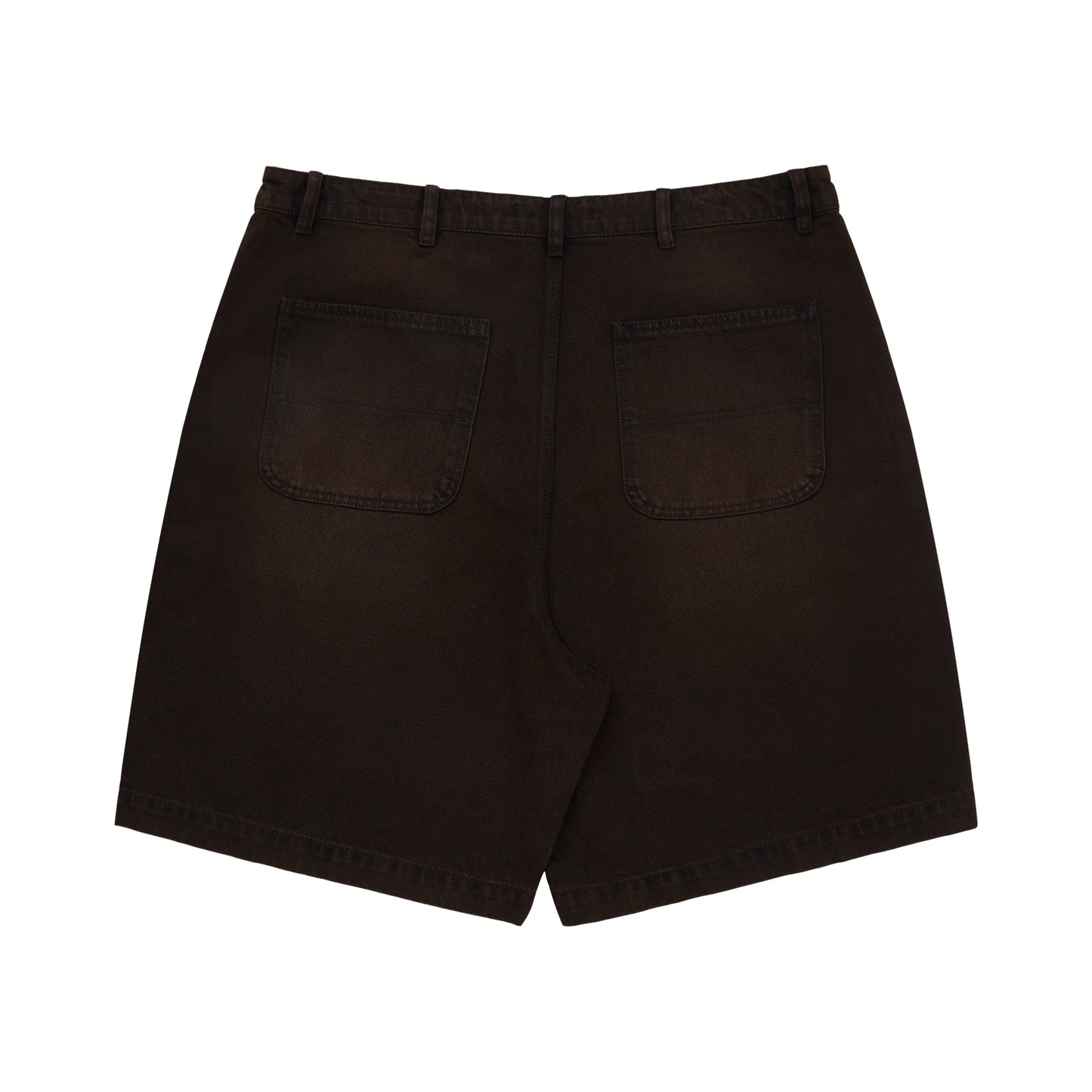 Shorts baggy marrom com cós e bolsos frontais, modelagem ampla