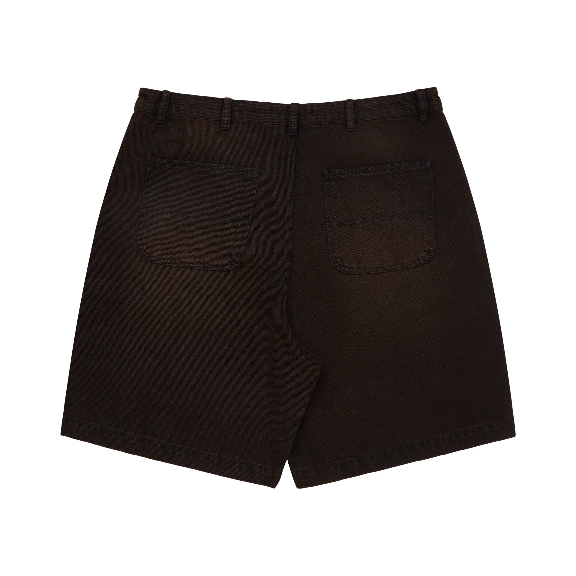 Shorts baggy marrom com cós e bolsos frontais, modelagem ampla