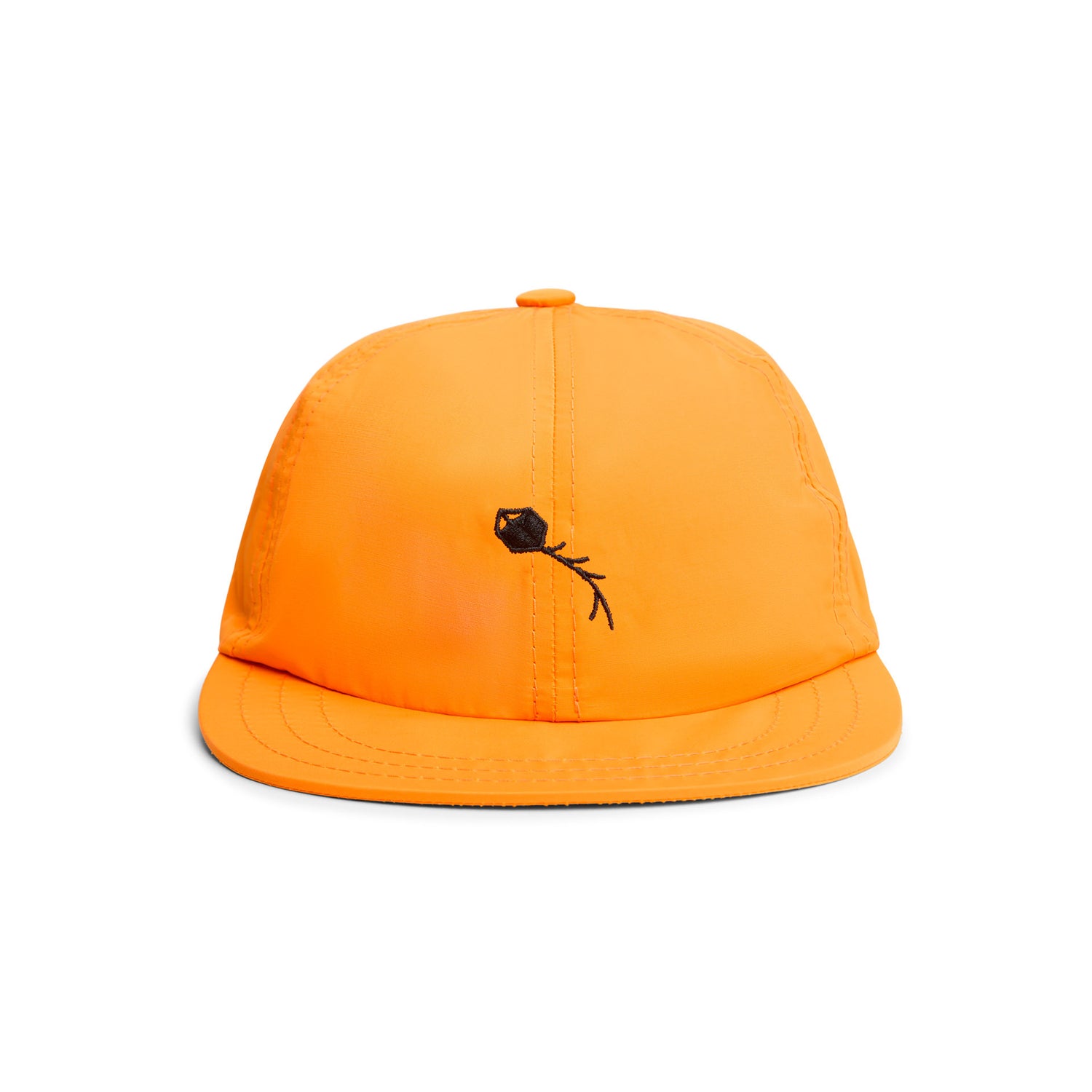 Boné laranja de aba curva com botão no topo e patch com lacinho frontal