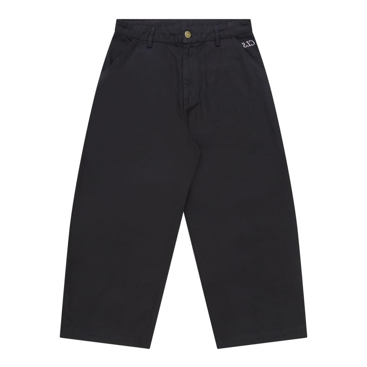 TWILL WIDE PANTS CLASS "DOTTEED PIPA" BLACK