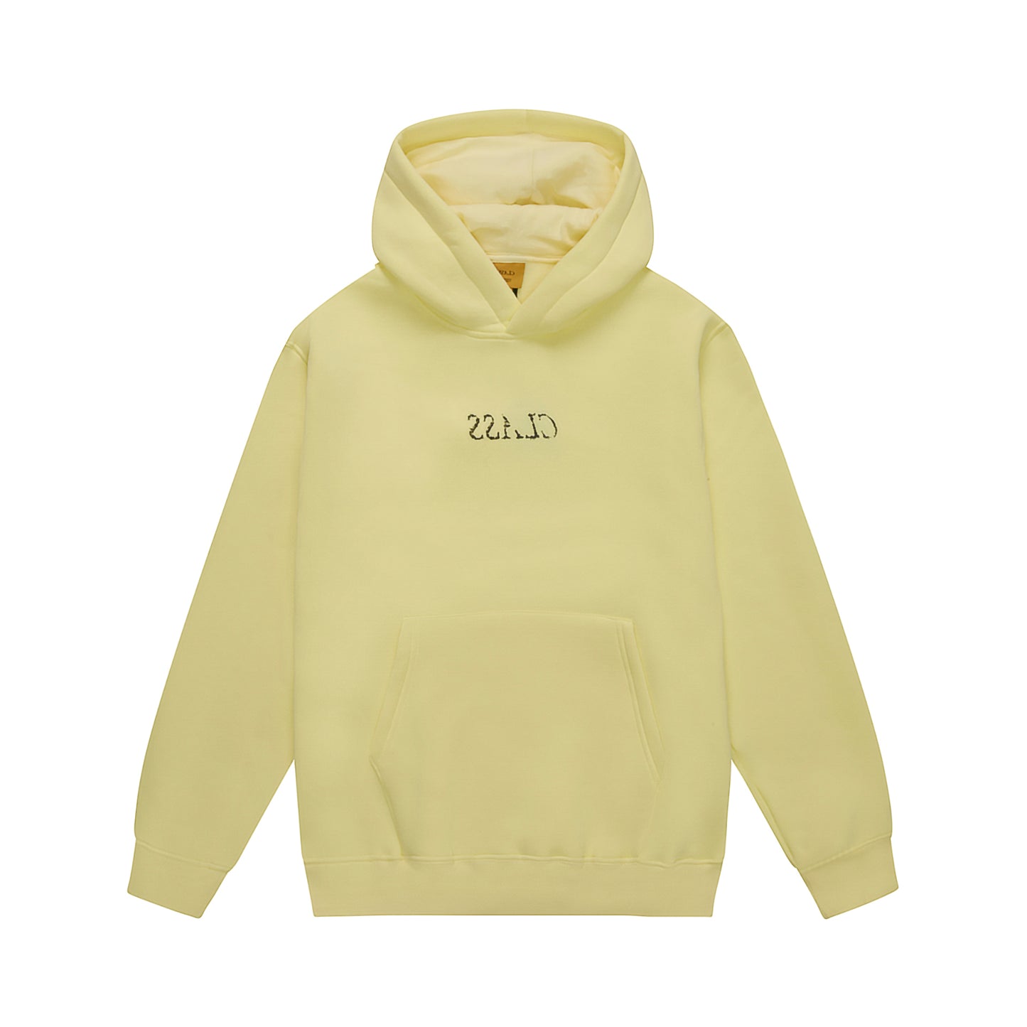 Moletom amarelo com capuz e bolso canguru, estampa frontal central