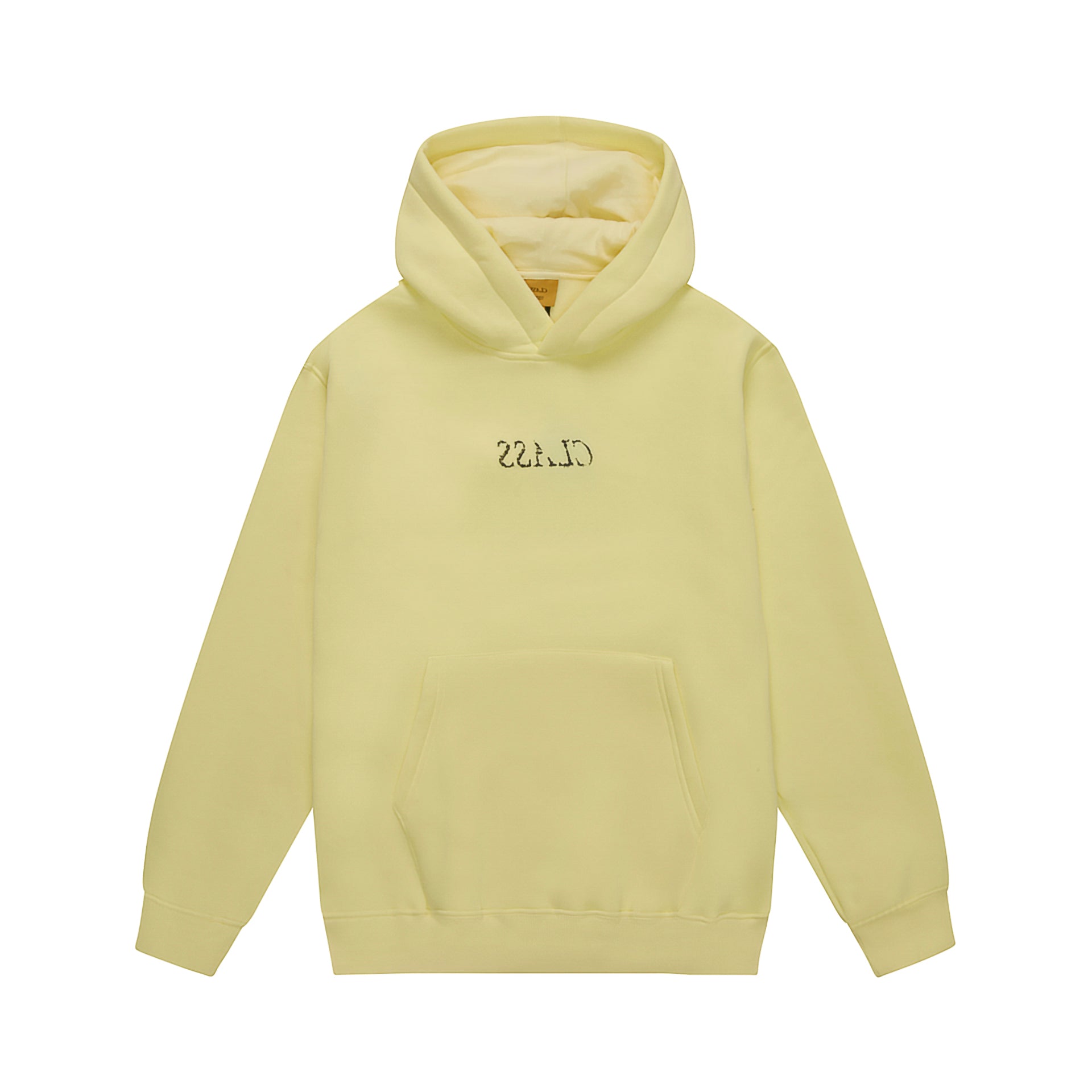 Moletom amarelo com capuz e bolso canguru, estampa frontal central