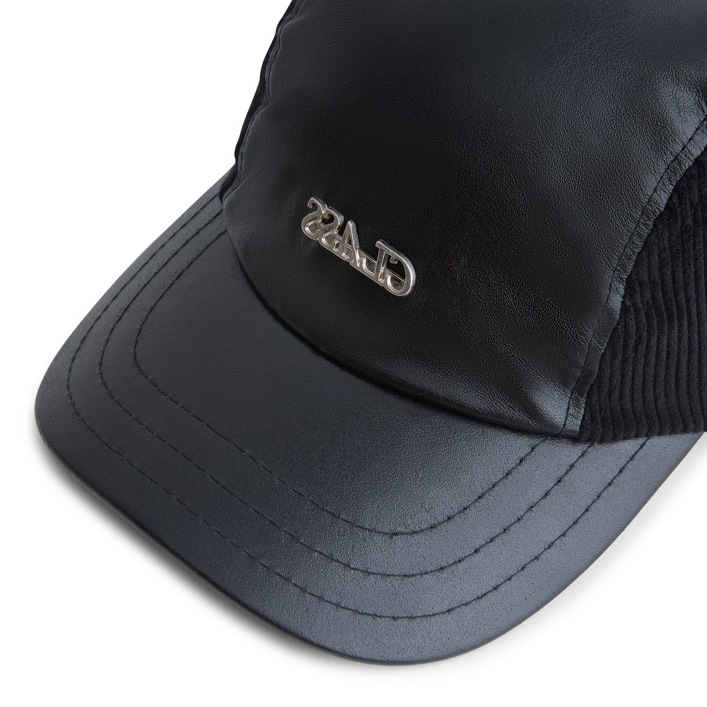 3 PANEL LEATHER HAT "CLASS INVERSO" BLACK