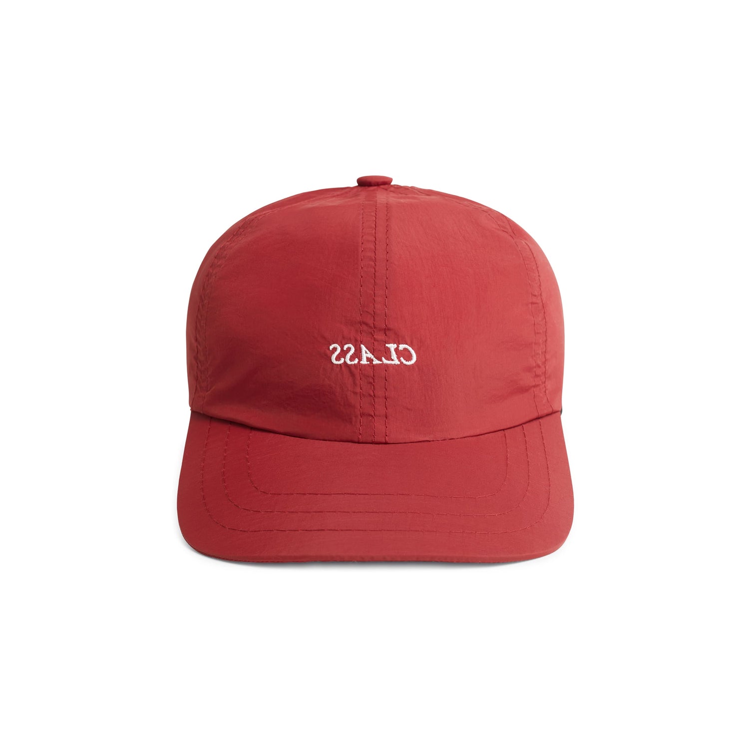 Boné esportivo vermelho com logo frontal e aba curva