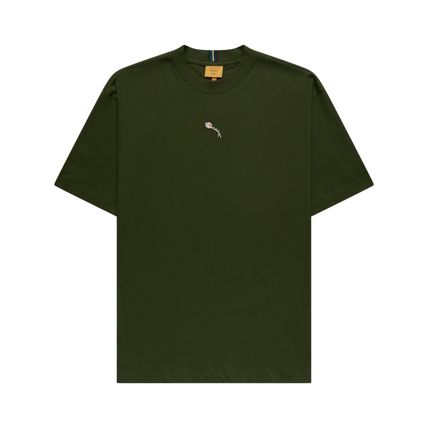 Camiseta verde escura lisa com logo pequeno no peito