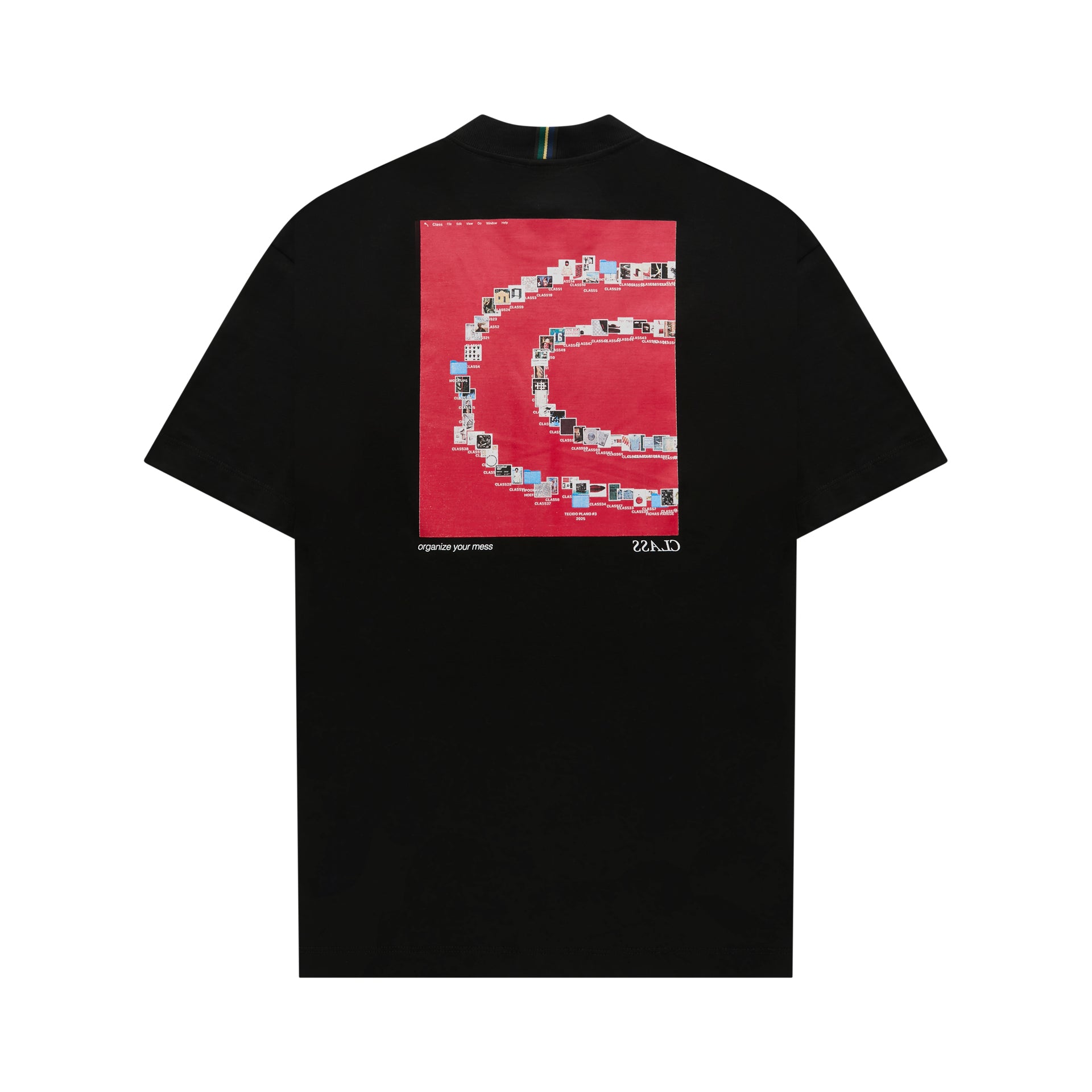 Camiseta preta com estampa quadrada vermelha e arte em pixel