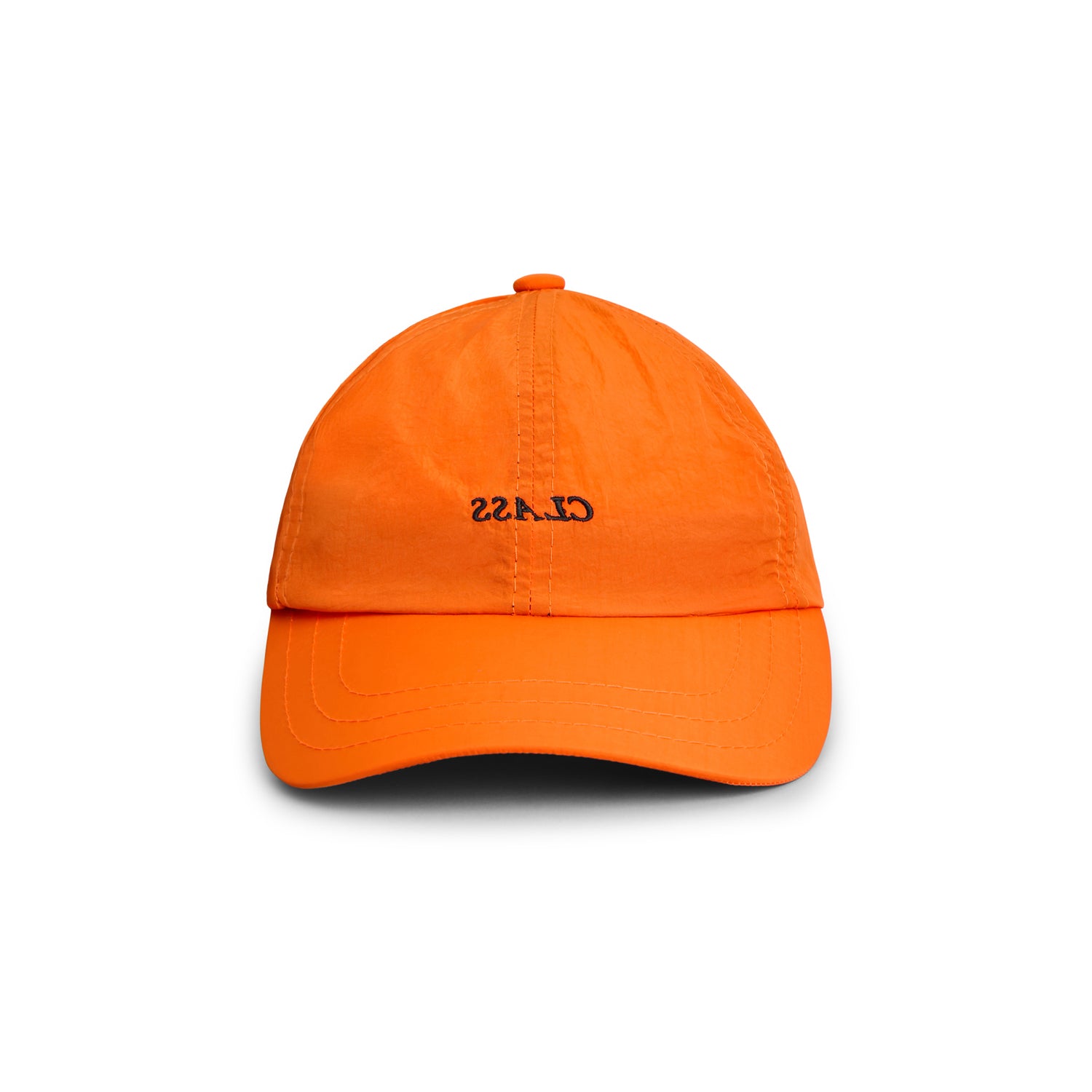 Boné esportivo laranja com logo frontal 'CLASS INVERSO' e botão superior