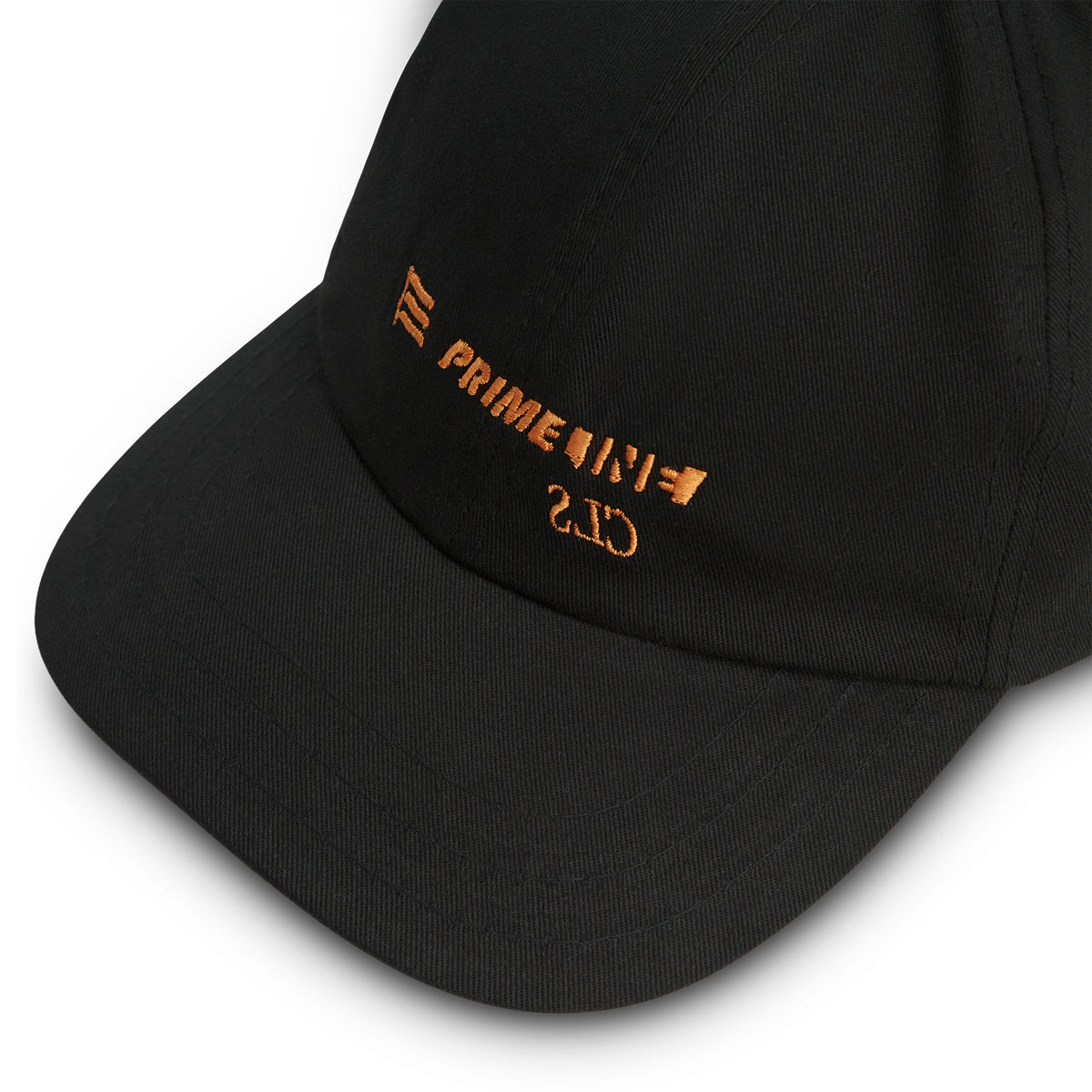 Boné esportivo preto com aba curva e logo bordado PRIMELINE na lateral