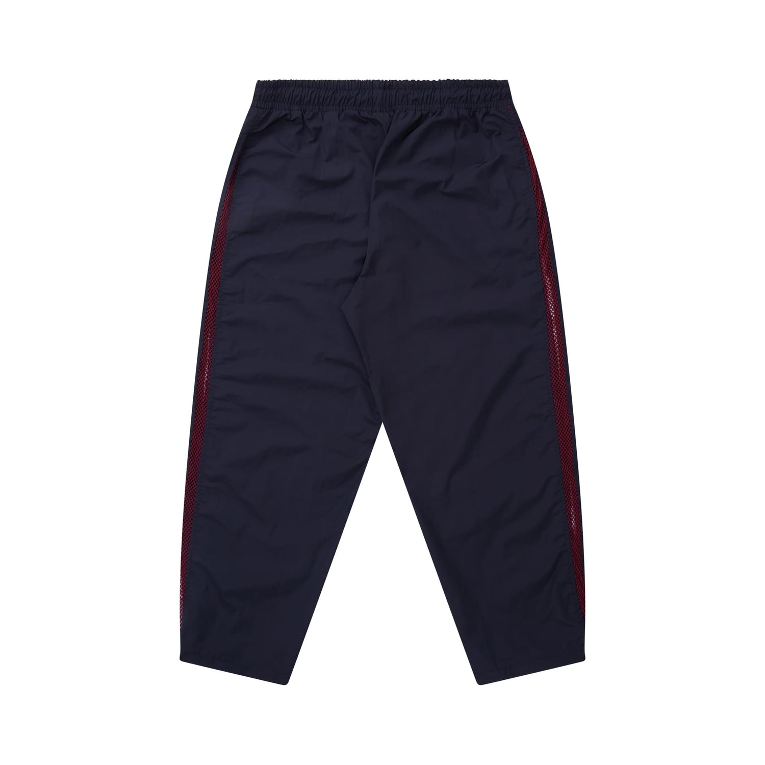 Calça esportiva Primeline escura com cós elástico e faixa lateral vinho