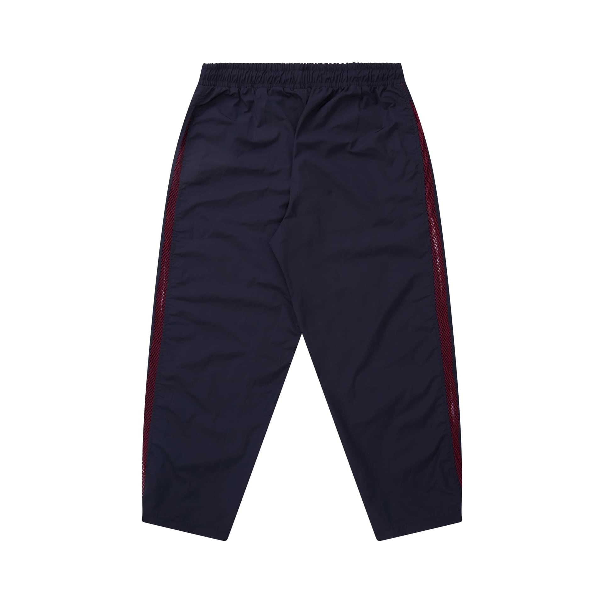 Calça esportiva Primeline escura com cós elástico e faixa lateral vinho
