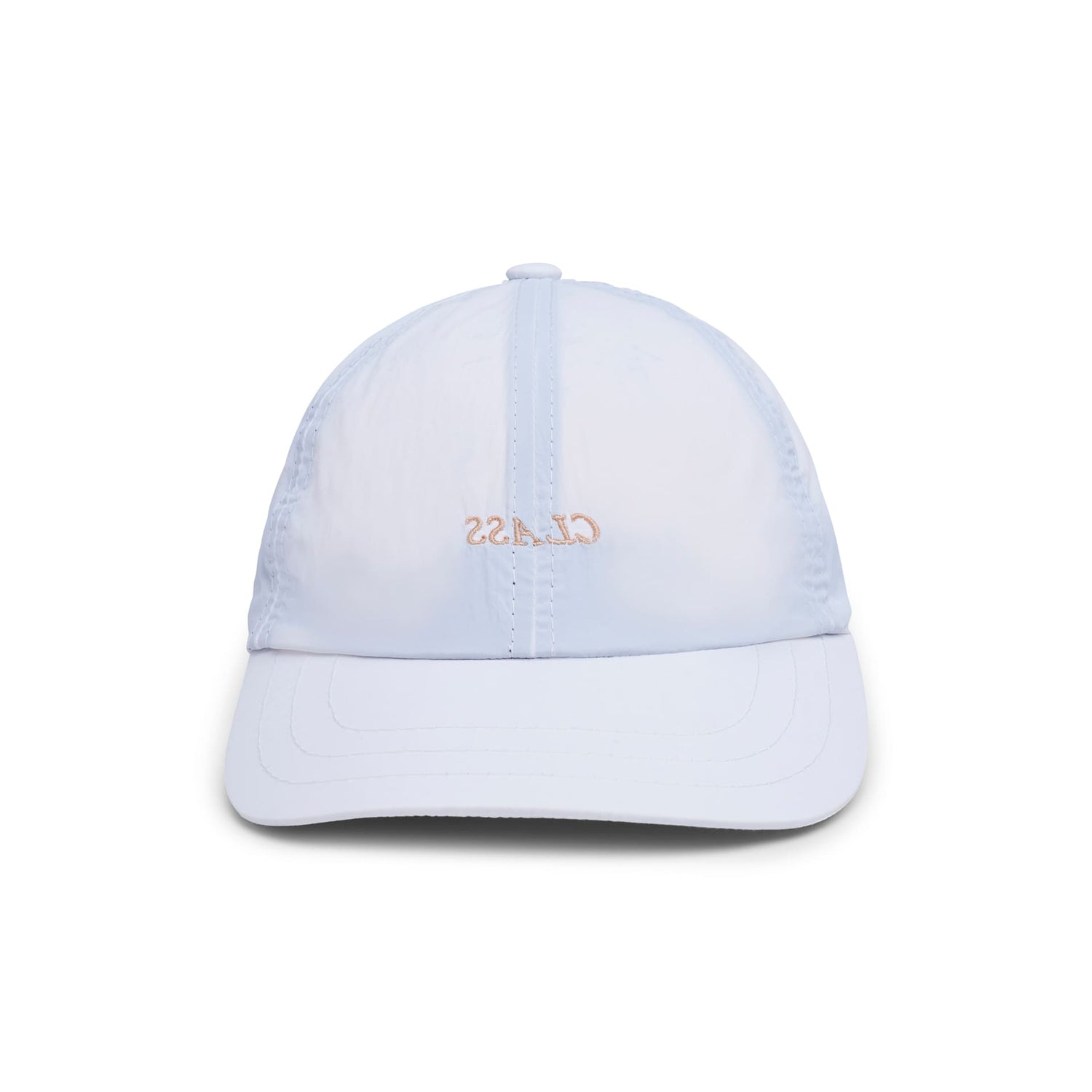 Boné esportivo claro com faixa aba curva e logo bordado frontal