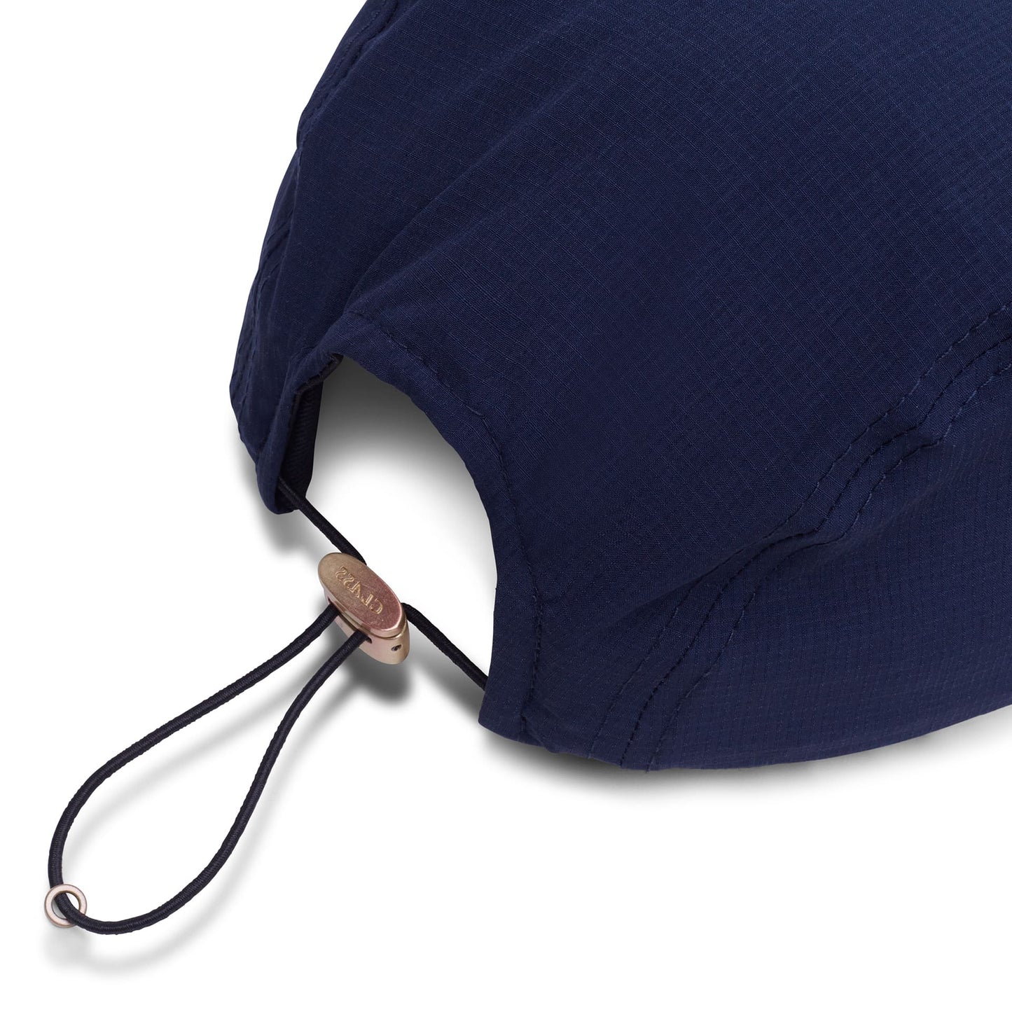 Boné de 3 painéis azul-marinho com cordão ajustável e ponteira