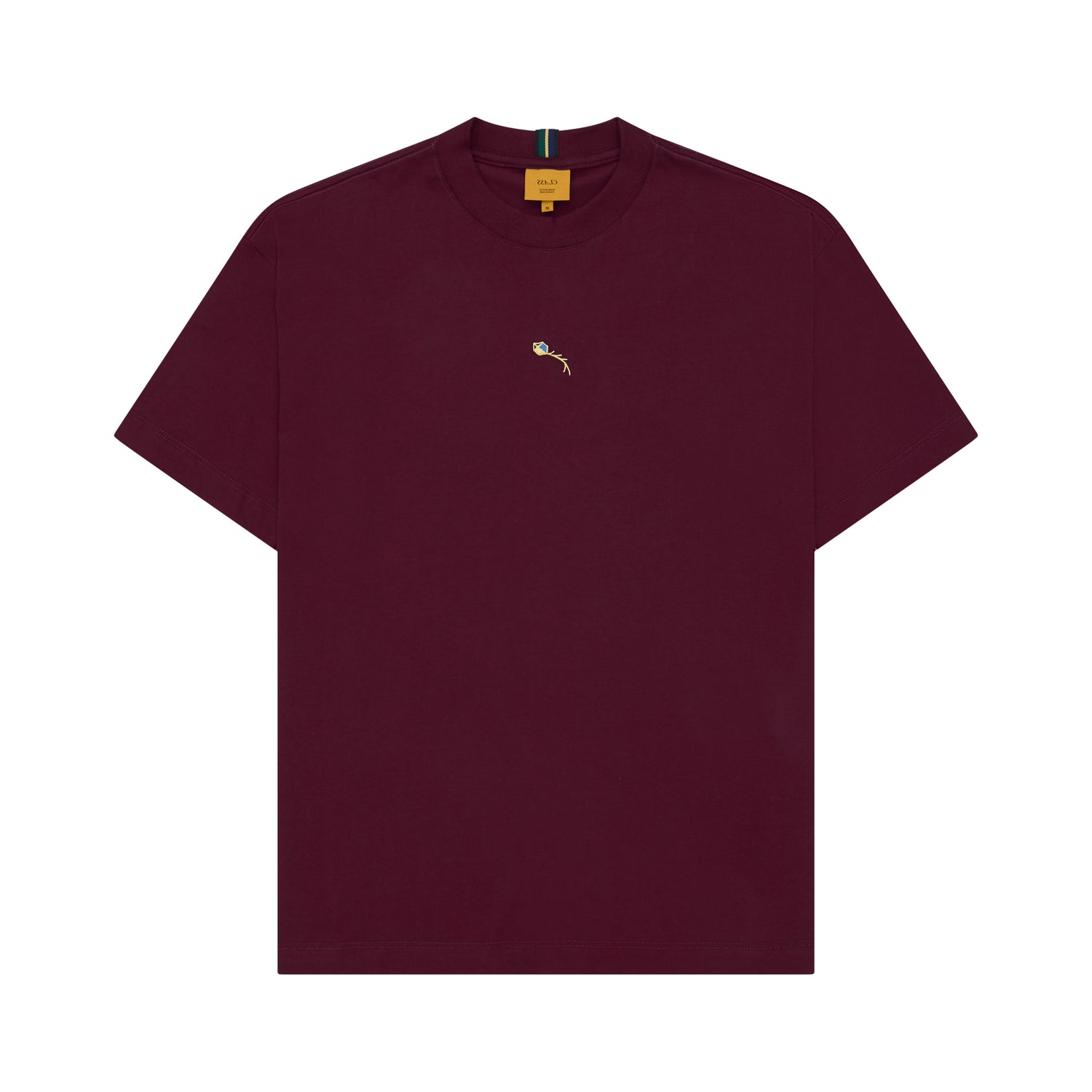 Camiseta burgundy lisa com pequena estampa no peito