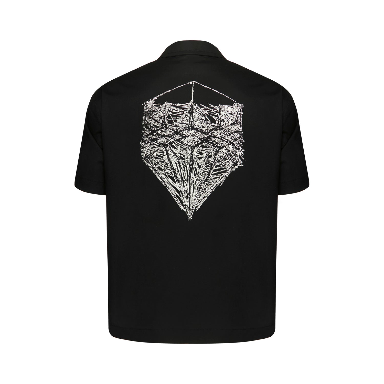 Camisa preta com zíper, estampa de diamante branco nas costas