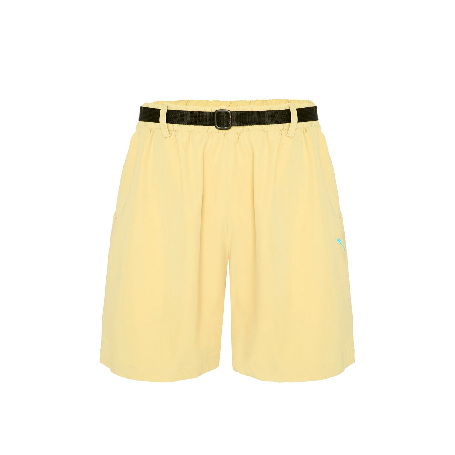 Shorts amarelo com cós preto e passantes, modelo Pipa Class