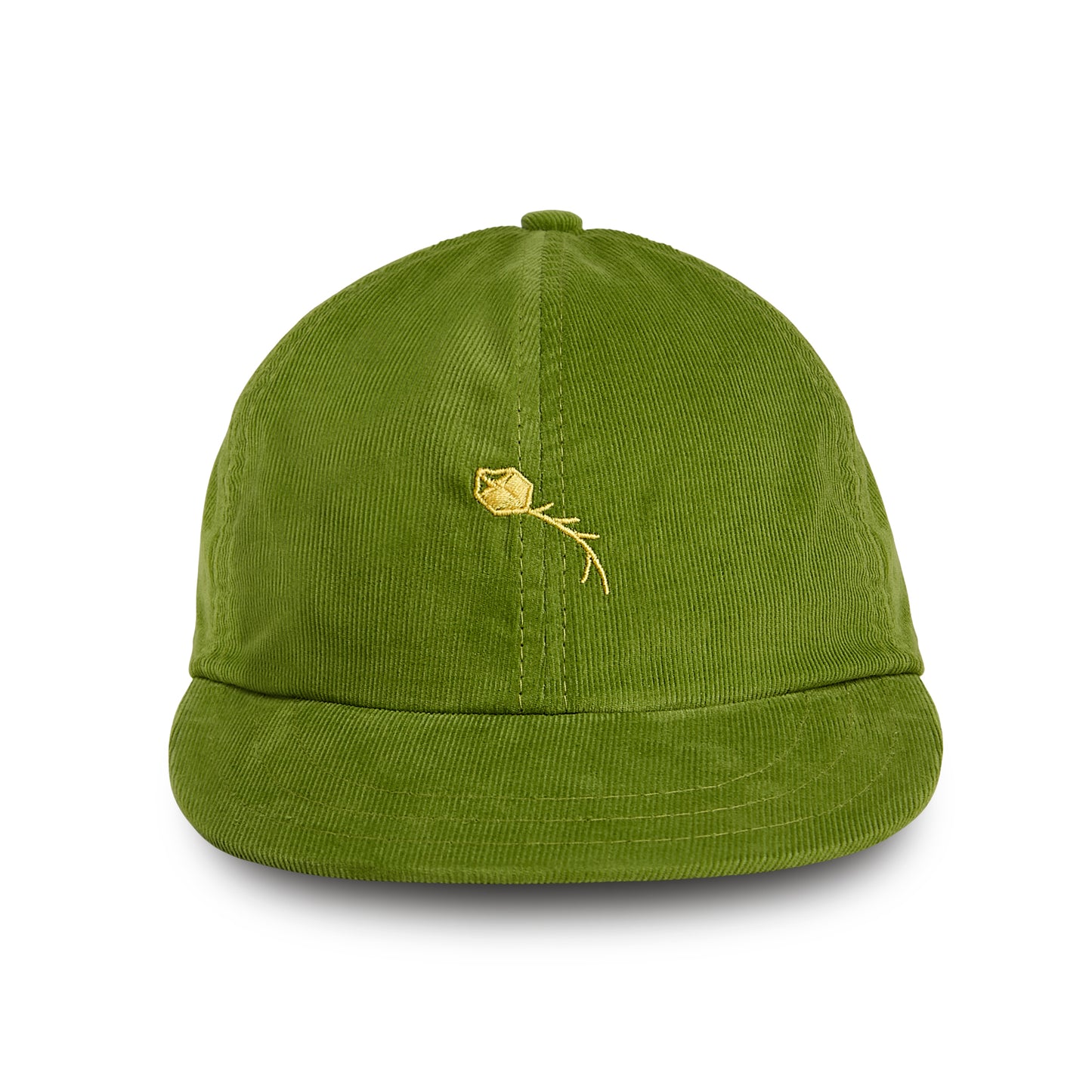 Boné polo em veludo cotelê verde com bordado frontal