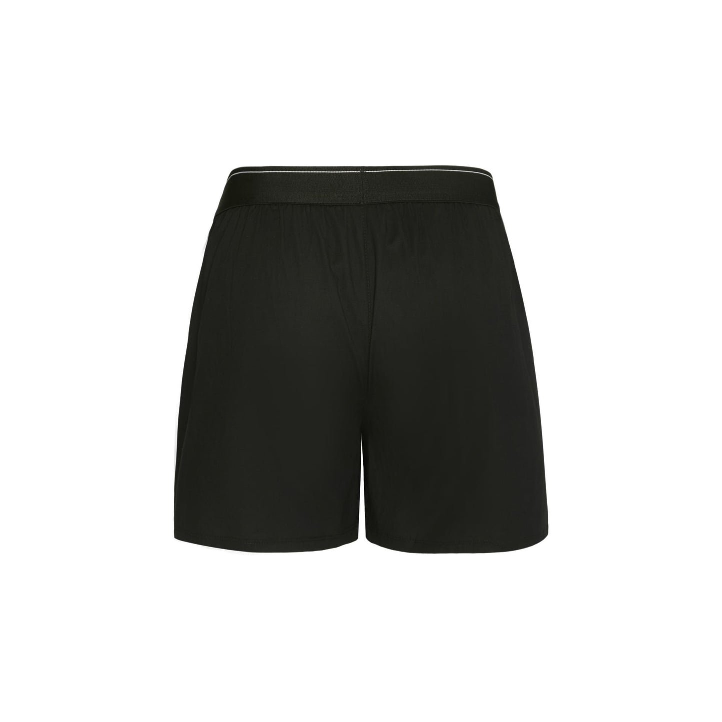 Short boxer preto com cós elástico liso e costura central