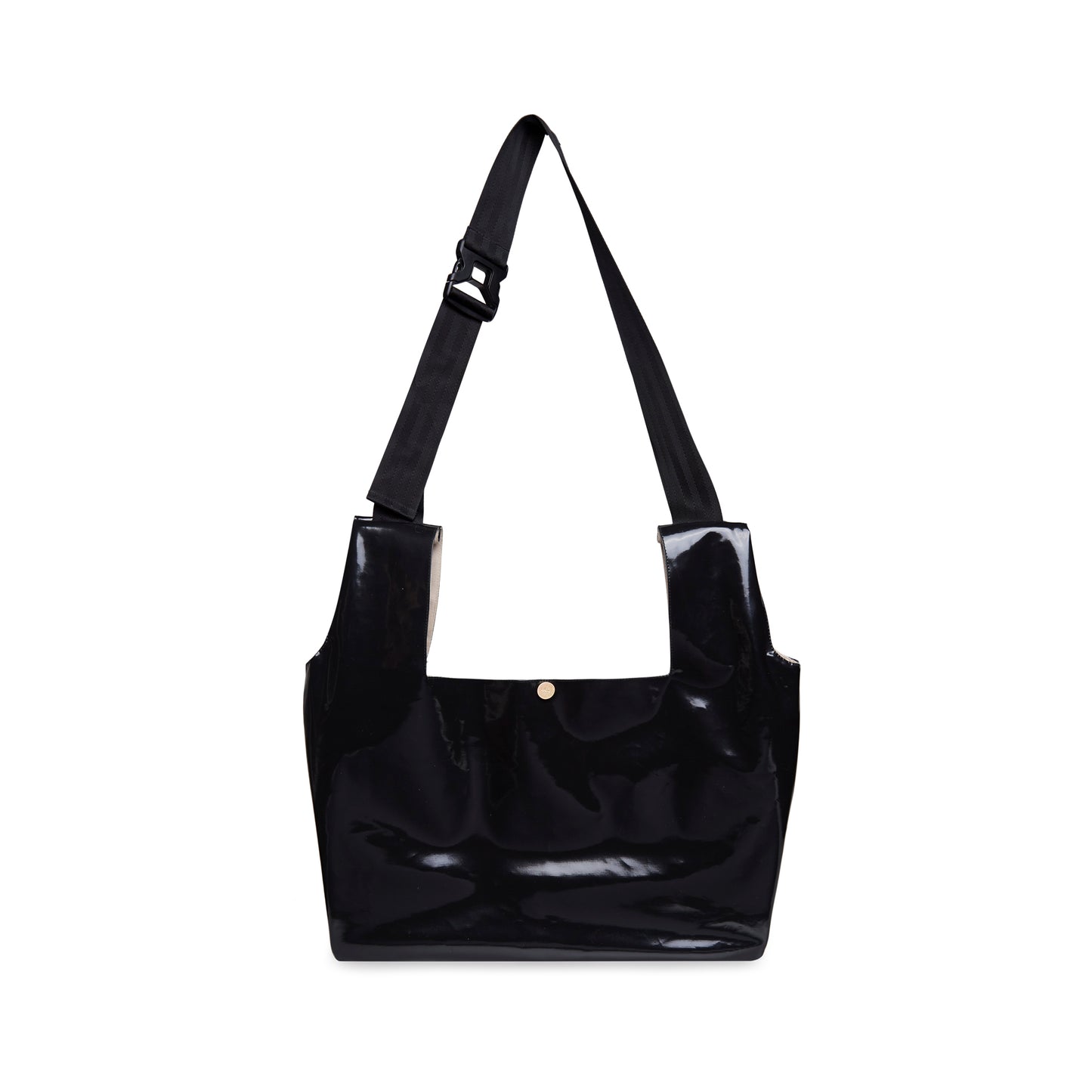 Bolsa tote preta com alças e bolso frontal