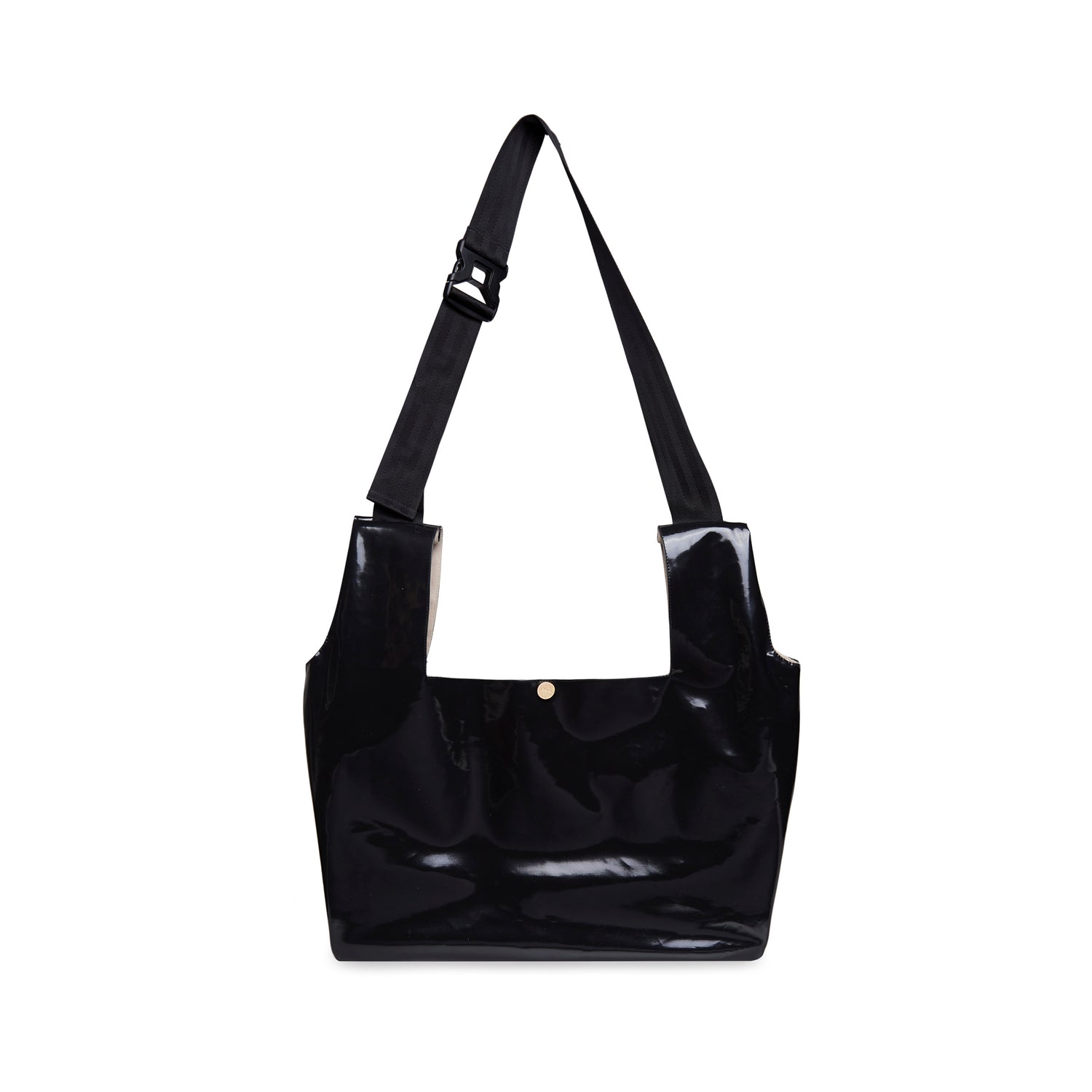 Bolsa tote preta com alças e bolso frontal