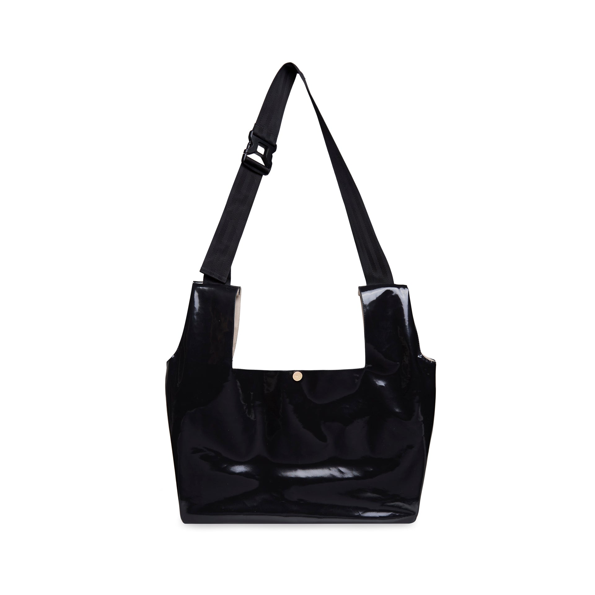 Bolsa tote preta com alças e bolso frontal